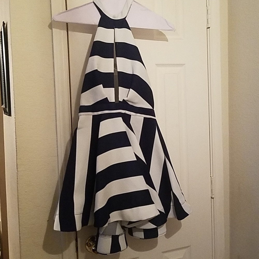 Navy White Flair out dantity dress